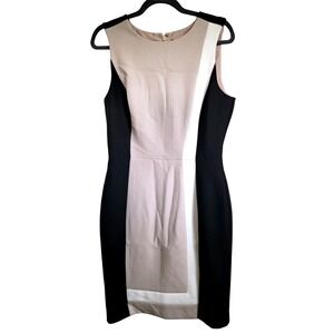 White House Black Market Dress‎ Size 8 Sheath Color Block Sleeveless Lined WHBM